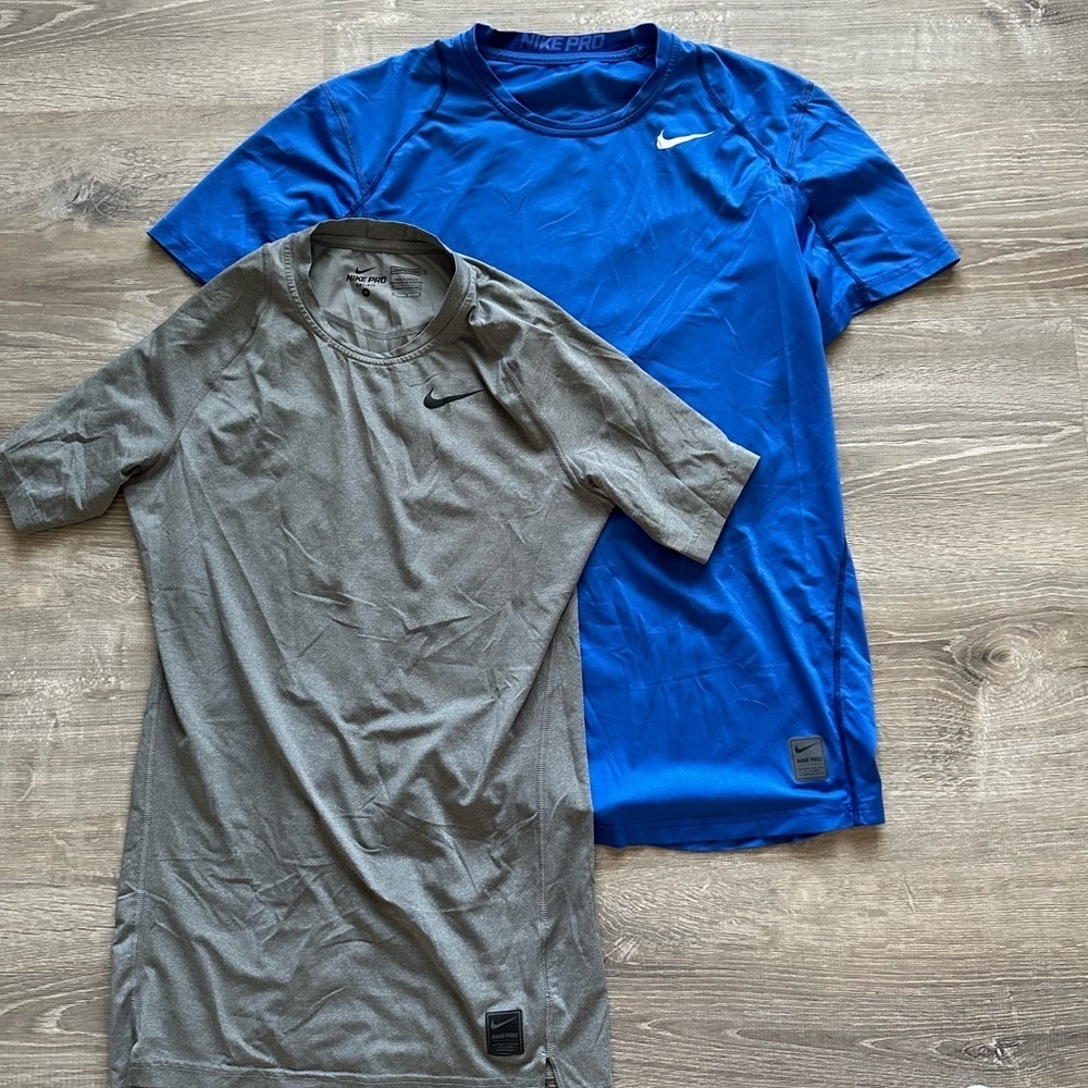Men’s Size Medium- 2 pack of Nike Dri-Fit pro tees- blue & gray